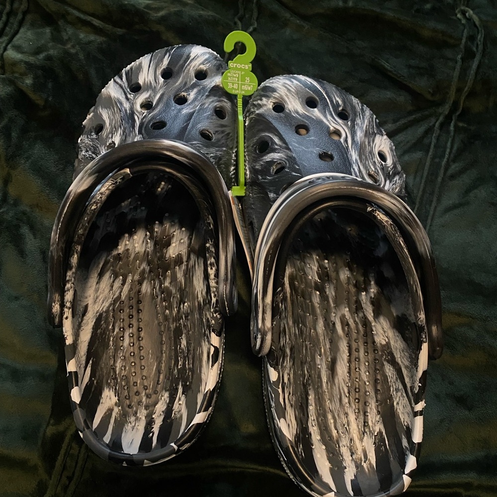 Black and White Crocs Clogs